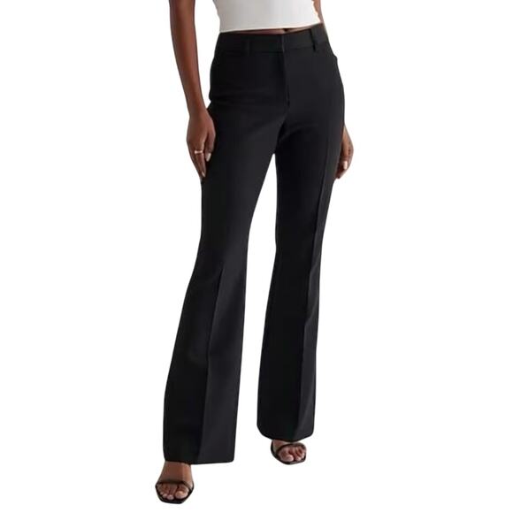 Express Pants - Express Women’s Editor Mid Rise Flare Trouser Polyester Blend Black Size 8 Long